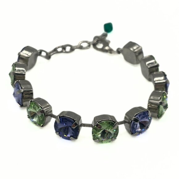 Handcrafted Swarovski Peridot, Lilac, & Blue Crystal Bracelet - Shiny Silver - Picture 6 of 12